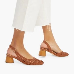JUSTFAB woven tan pump